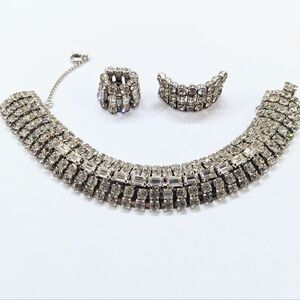 Vintage Clear Rhinestone Bracelet Bonus Earrings